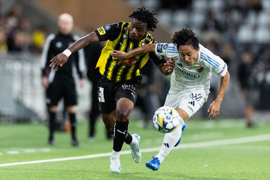 Häckens Jeremy Agbonifo och Djurgårdens Keita Kosugi