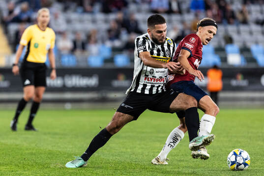 Landskronas Edi Sylisufaj och Örgrytes Charlie Vindehall