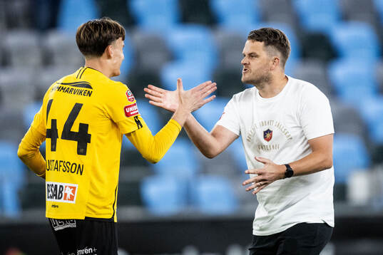 Örgrytes Hampus Gustafsson och tränare Andreas Holmberg