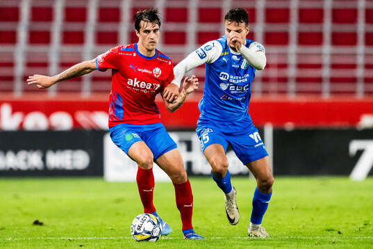 Helsingborgs Jon Birkfeldt och IK Oddevolds Assad Al Hamlawi
