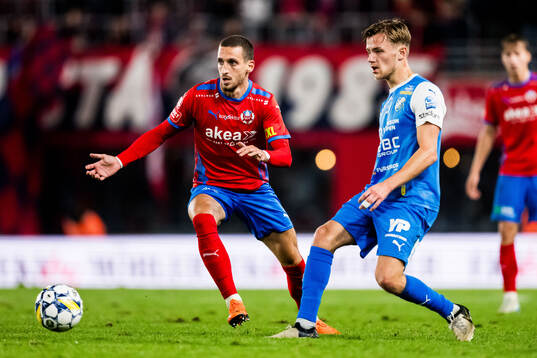 Helsingborgs Arian Kabashi och IK Oddevolds Gustav Forssell