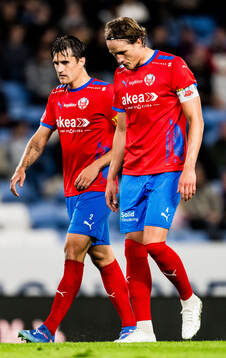 Helsingborgs Jon Birkfeldt och Thomas Pauck Rogne deppar