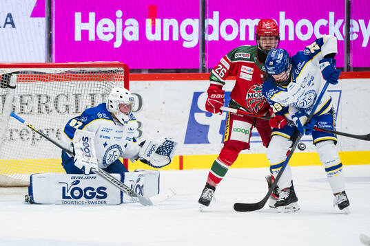Leksands målvakt Ellen Jonsson och Courtney Vorsterunder