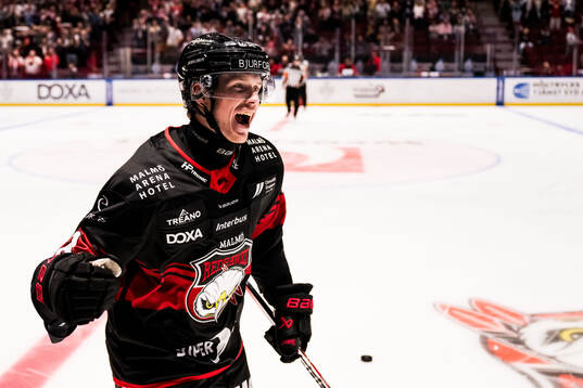 Malmö Redhawks Linus Öberg jublar