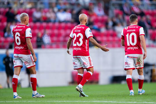 Kalmars Rasmus Sjöstedt, Robert Gojani och Simon Skrabb