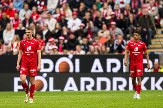Emil Kornvig and Japhet Sery Larsen of Brann looks dejected