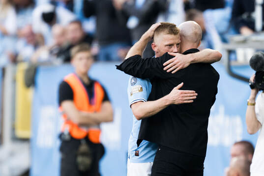 Malmö FFs Anders Christiansen med tränare Henrik Rydström