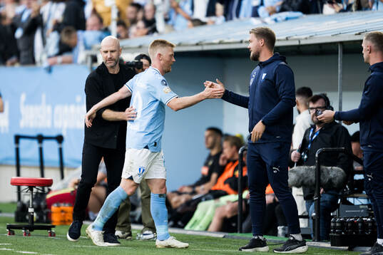 Malmö FFs tränare Henrik Rydström och Anders Christiansen