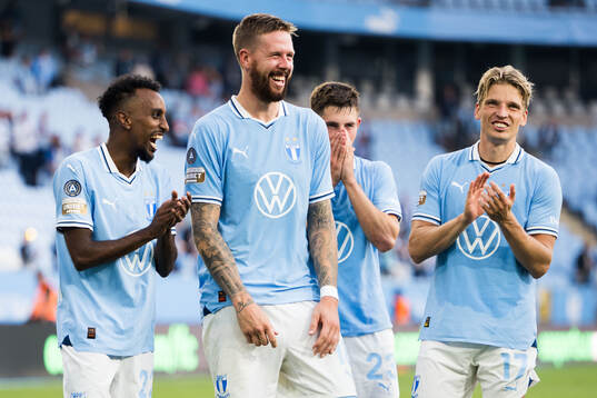 Malmö FFs Taha Ali, Pontus Jansson, Lasse Berg Johnsen och
