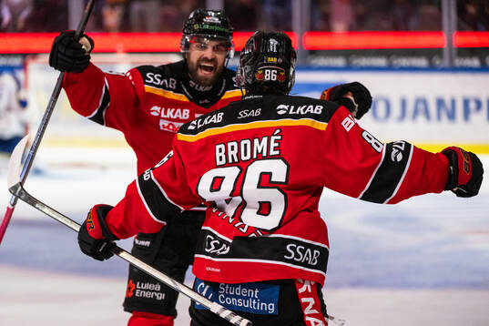 Luleås Frederic Allard och Mathias Bromé jublar