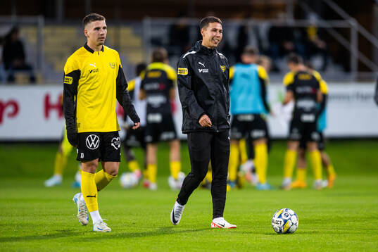 Mjällbys Timo Stavitski och Nicklas Røjkjær
