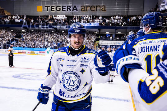 Leksands Justin Glenn Kloos jublar