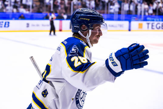Leksands Justin Glenn Kloos jublar