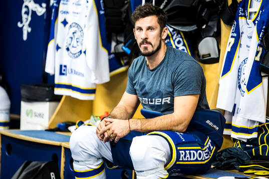 Leksands Marek Hrivik innan ishockeymatchen i SHL mellan