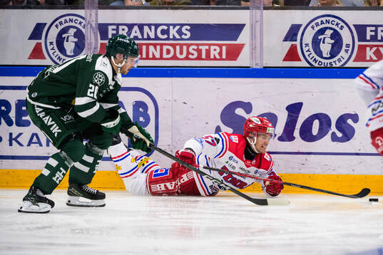 Färjestads Marcus Westfält och Timrås Anton Wedin