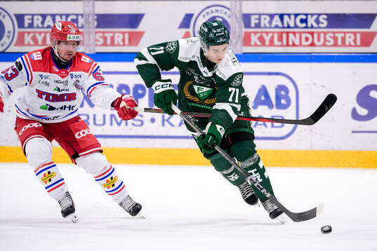 Timrås Elmeri Eronen och Färjestads Viktor Lodin