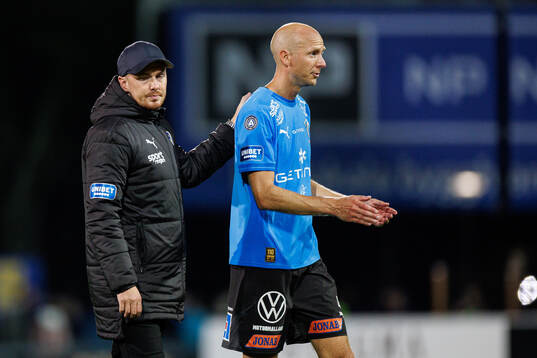 Halmstads huvudtränare Johan Lindholm och Andreas Johansson