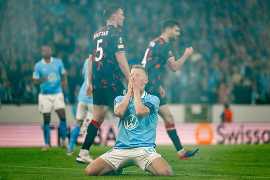 Anders Christiansen of Malmö FF looks dejected