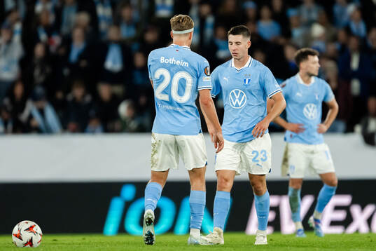 Lasse Berg Johnsen of Malmö FF looks dejected