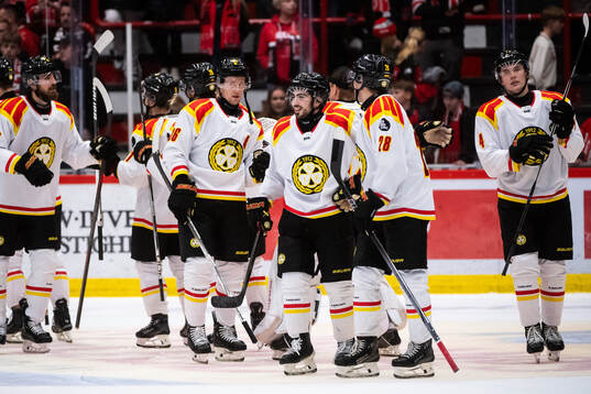 Brynäs Linus Ölund, Bobby Trivigno och Johannes Kinnvall