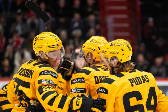Skellefteås Pontus Johansson jublar med lagkamrater