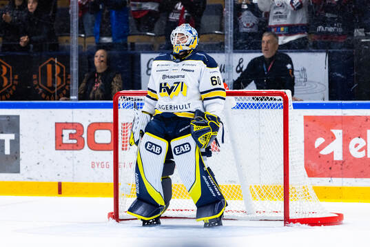 HV71s målvakt Hugo Alnefelt deppar