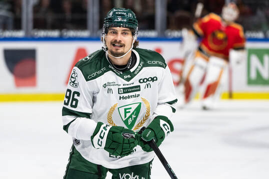 Färjestads David Tomasek jublar