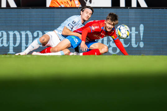 Helsingborgs Adrian Svanbäck och Gefles Adrian Edqvist