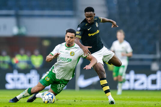 Hammarbys Jusef Erabi och AIKs Mouhamed Lamine Fanne Dabo