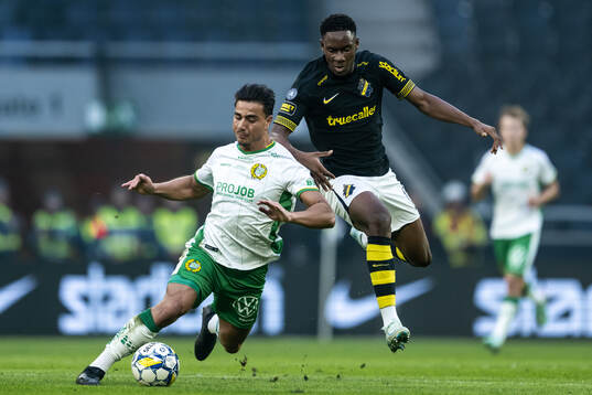 Hammarbys Jusef Erabi och AIKs Mouhamed Lamine Fanne Dabo