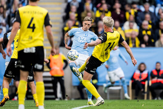 Malmö FFs Søren Rieks och Mjällbys Herman Johansson