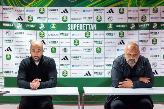 Östers tränare Martin Foyston och Utsiktens manager Bosko