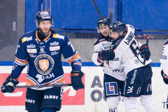 Linköpings Linus Hultström och Markus Ljungh jublar