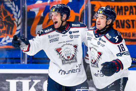 Linköpings Patrick Russell och Remi Elie jublar