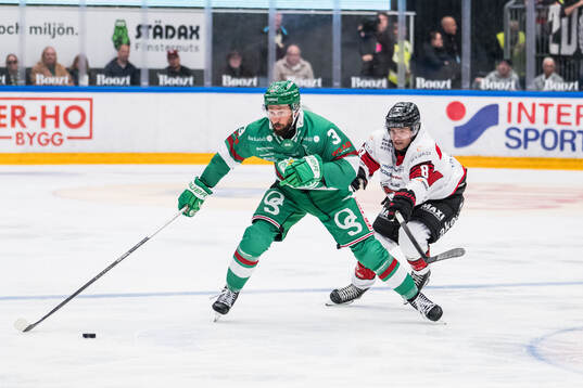 Rögles Michael Kapla och Malmö Redhawks Johan Olofsson