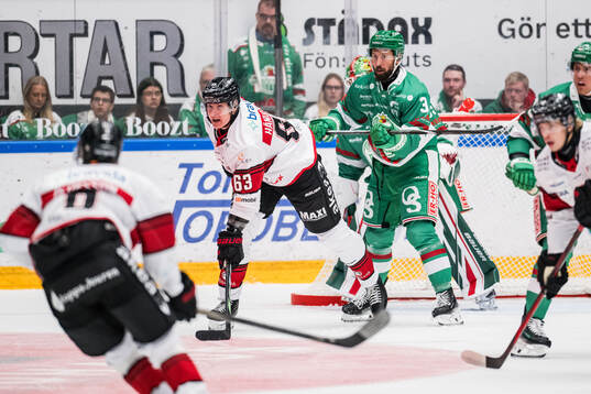 Malmö Redhawks Fredrik Händemark och Rögles Michael Kapla