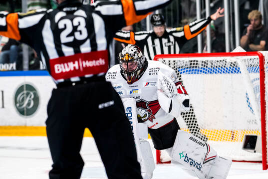 Malmö Redhawks målvakt Daniel Marmenlind jublar