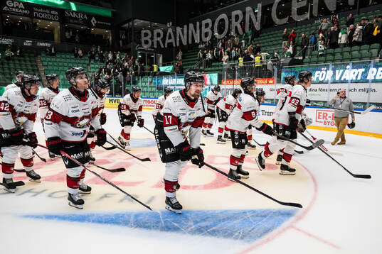 Malmö Redhawks Johan Ivarsson jublar med lagkamrater