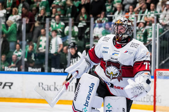 Malmö Redhawks målvakt Daniel Marmenlind  jublar