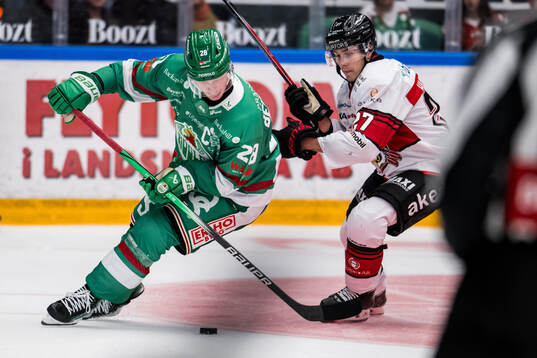 Rögles Anton Bengtsson  och Malmö Redhawks Henrik Haapala
