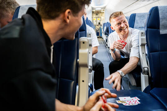 Anders Christiansen of Malmö FF play a game of cards