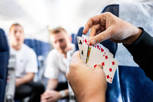 Players of Malmö FF play a game of cards