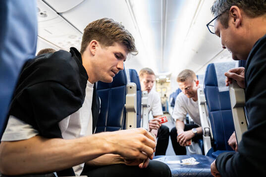 Oliver Berg of Malmö FF play a game of cards