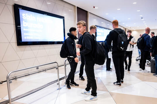 Hugo Bolin of Malmö FF arrives in Baku