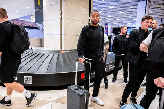 Isaac Kiese Thelin of Malmö FF arrives in Baku
