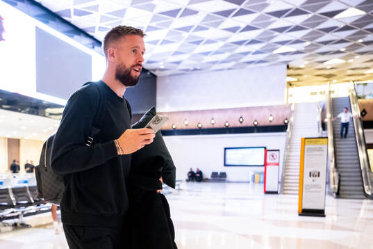 Pontus Jansson of Malmö FF arrives in Baku