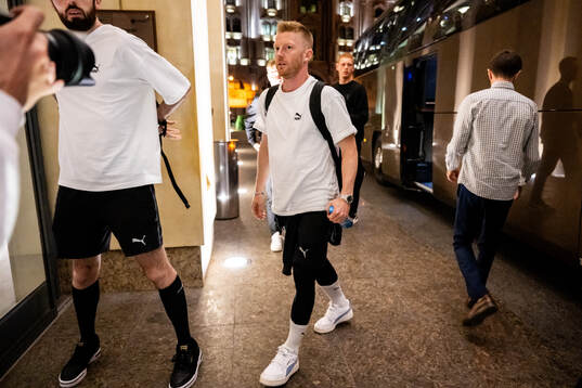 Anders Christiansen of Malmö FF arrives in Baku