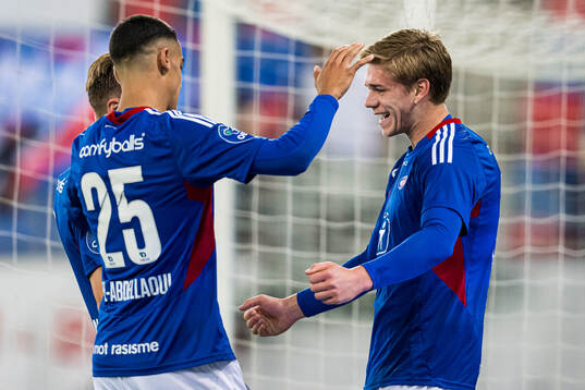 Mees Rijks of Vålerenga celebrates