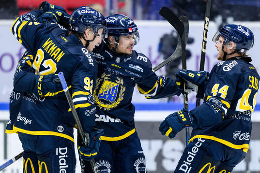 Södertäljes Miikka Pitkänen jublar