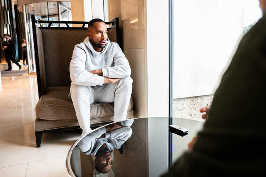 Isaac Kiese Thelin of Malmö FF is being interviewed